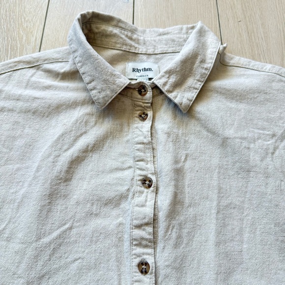 Rhythm. Classic Linen Cotton Shirt Dress in Cream Women’s Size Medium - Picture 10 of 12